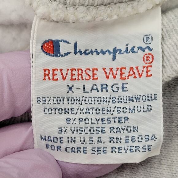 Vintage Champion Reverse-Weave Sweatshirt L/XL 23x26 Crop USA - Picture 14 of 16